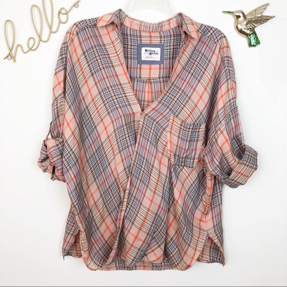 🌲Anthropologie | Holding horses plaid top